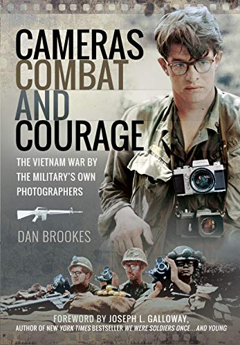 Book cover: "Cameras, Combat and Courage" featuring a soldier with cameras.