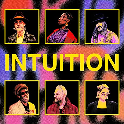 Album cover for Brooklyn Funk Essentials’ “Intuition” featuring six portraits.
