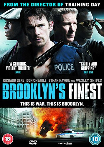 "DVD cover for 'Brooklyn's Finest' featuring four men and an explosion scene."