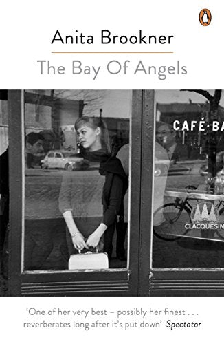 Book cover: woman with handbag stands outside a cafe window.