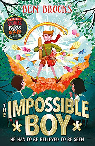 Book cover: boy with baguette surrounded by falling objects and children.