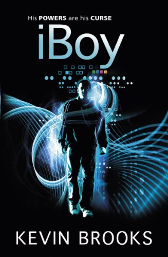 Book cover for "iBoy" featuring a silhouetted boy with glowing blue energy.