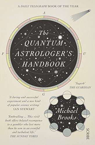 Book cover with celestial design, title “The Quantum Astrologer’s Handbook.”