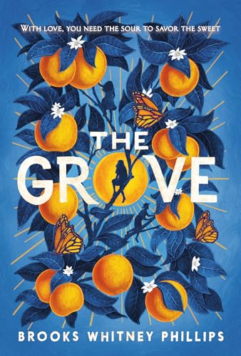 Book cover: oranges, butterflies, and a silhouetted figure in branches.