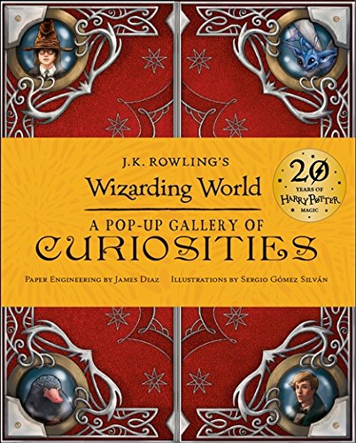 Red cover of "Wizarding World" pop-up gallery book with character portraits.