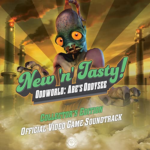 Oddworld character Abe with factory backdrop and "New 'n' Tasty" text.