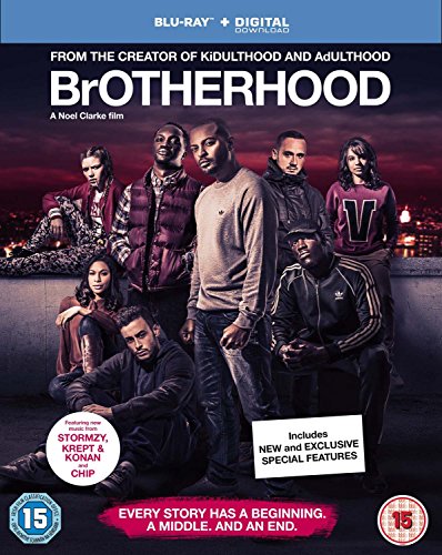 Blu-ray cover art for the film Brotherhood featuring a group of people at night.