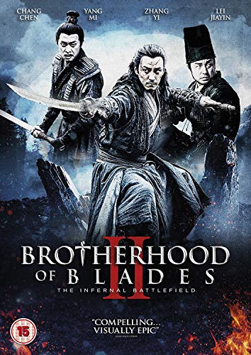 DVD cover for "Brotherhood Of Blades 2" featuring three men with swords.