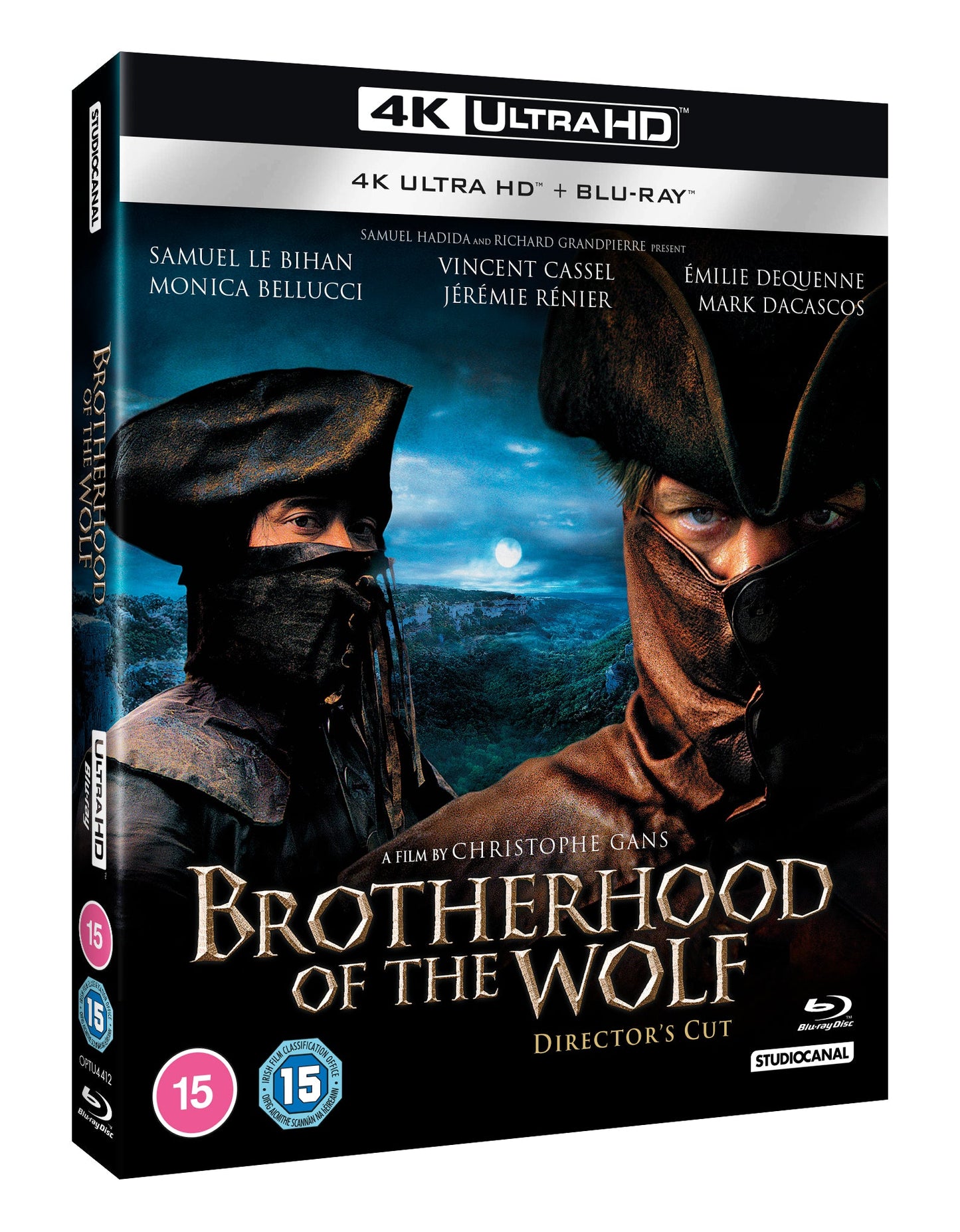 Brotherhood of the Wolf" Blu-ray cover featuring two masked men in 18th-century attire.