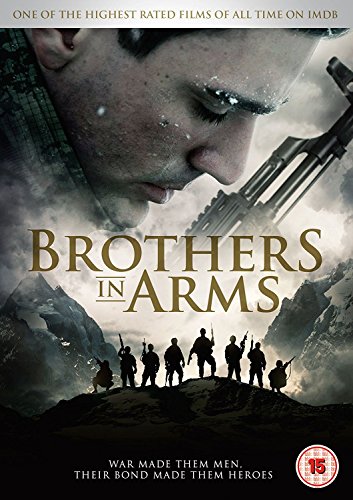 DVD cover for "Brothers In Arms" showing a soldier's face and silhouetted soldiers on a mountain.