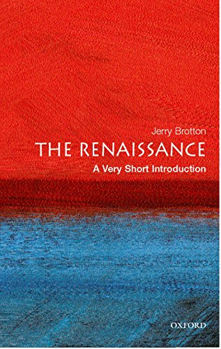 Book cover for The Renaissance: A Very Short Introduction with red and blue textured background.