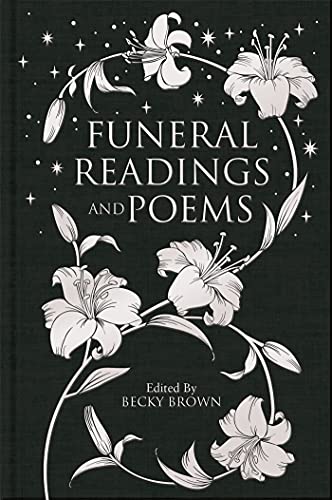 Black book cover with white floral illustrations and "Funeral Readings" title.