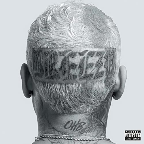 Chris Brown's "Breezy" CD cover: back of a head with patterned hair.