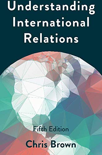 The image depicts a book cover with a dark teal background and a multicolored globe graphic. Alt text: Book cover with "Understanding International Relations" and a colorful globe graphic.