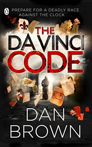 Book cover for “The Da Vinci Code” by Dan Brown, with symbolic imagery.