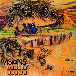 Dennis Brown album cover: painted figures, lions, and a desert landscape.