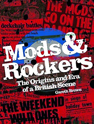 Book cover for "Mods & Rockers" featuring a motorcycle wheel and text.