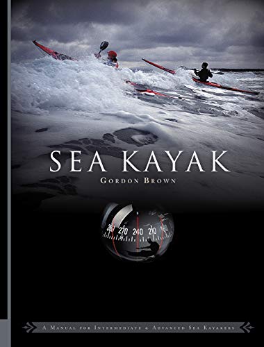 Book cover: “Sea Kayak” with kayakers in rough ocean waves.