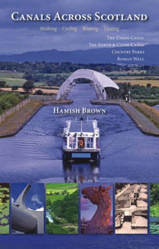 Book cover featuring a canal, boat, and modern bridge in Scotland.
