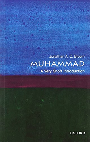 Book cover with blue and green abstract background, titled Muhammad: A Very Short Introduction.