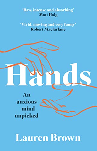 Book cover: blue background with orange line-drawn hands and white text.