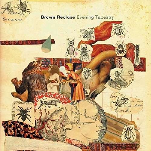 "Album cover with collage of surreal, dreamlike scene and insects."