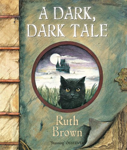 Book cover with a black cat in a circular window, castle backdrop.
