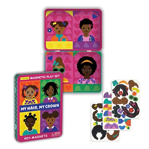 Magnetic play set with diverse Black girls and various hair styles.