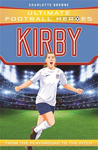 Book cover featuring footballer Kirby, illustrated with a stadium background.