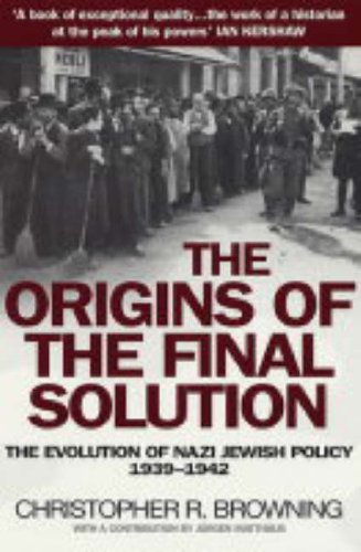 Book cover: "The Origins of the Final Solution" with a historical photograph.