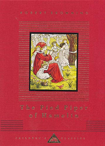 Red book cover with illustration of the Pied Piper and children.