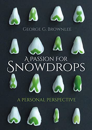 Book cover with white snowdrop flower heads on a dark background.