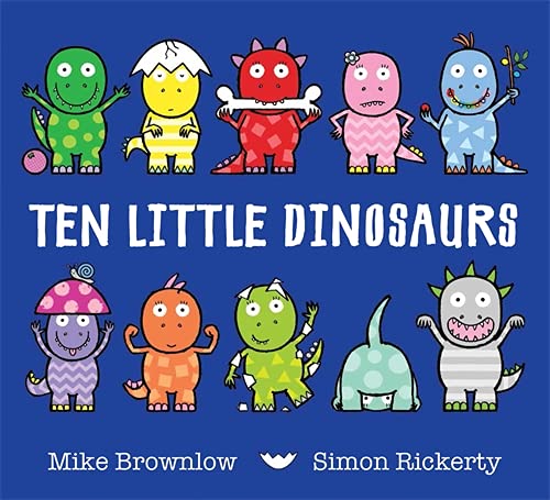 Cover of “Ten Little Dinosaurs” book featuring ten colorful cartoon dinosaurs.