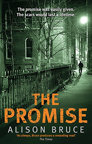 Book cover: dark alleyway, brick buildings, person walking, title "The Promise".