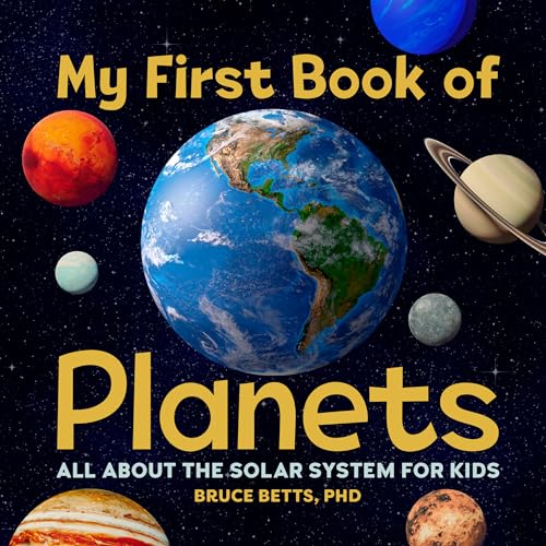 Book cover depicting planets, including Earth, with large yellow title text.