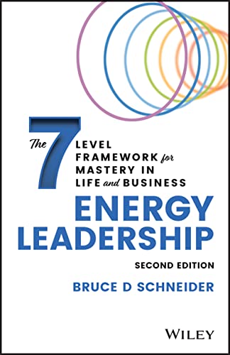 Book cover with colorful circles, large “7” and text “Energy Leadership”.