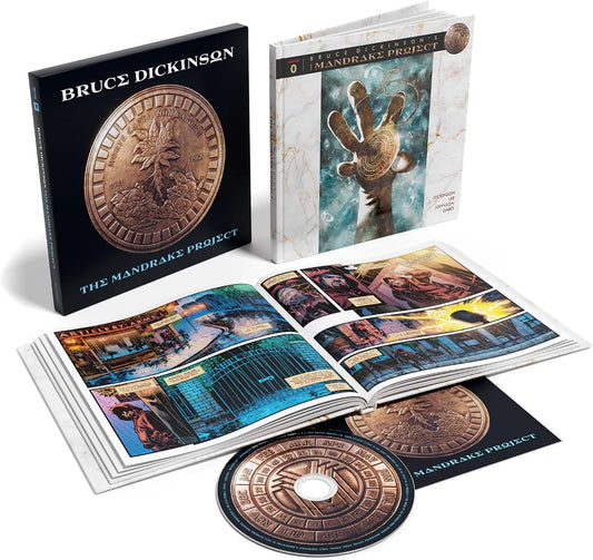Bruce Dickinson's "The Mandrake Project" CD package with booklet and comic.