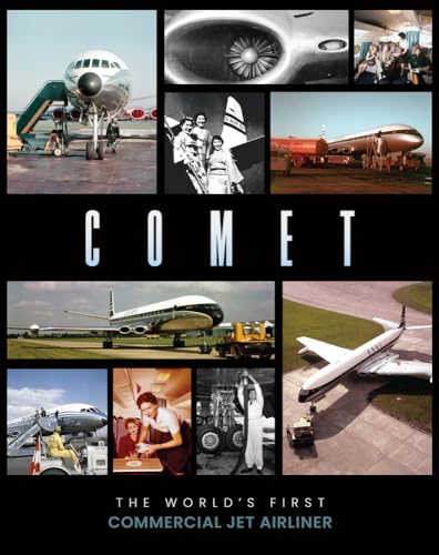 Collage of vintage Comet jet airliner photos and historical imagery.