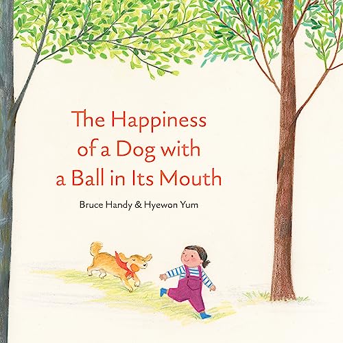 Book cover: child and dog playing with a ball under trees.