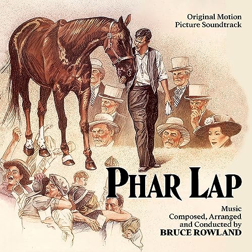 Phar Lap" soundtrack CD cover: horse and people in illustrated style.