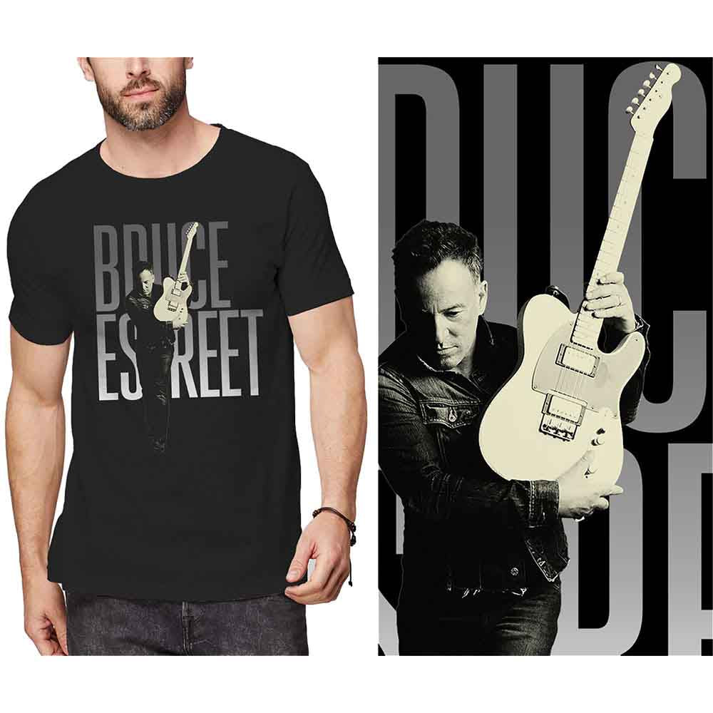 Black t-shirt with Bruce Springsteen portrait and "E Street" text.