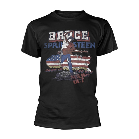 Black t-shirt with Bruce Springsteen tour graphic and American flag.