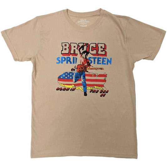 Black t-shirt with "Born in The USA '85" and Bruce Springsteen imagery.