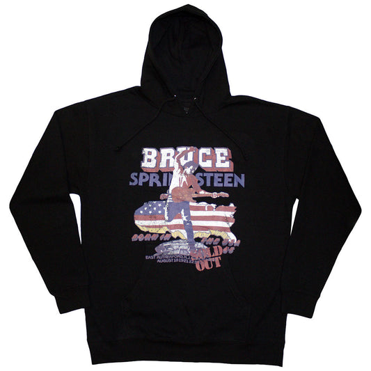 Medium gray hoodie featuring Bruce Springsteen’s “Born in the USA” 1985 album cover.