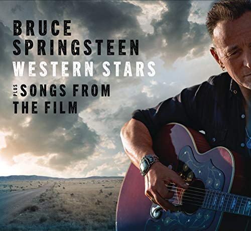 Bruce Springsteen album cover featuring a portrait and desert landscape.