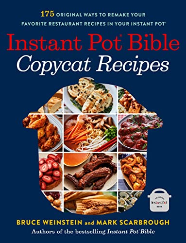 Cookbook cover featuring diverse Instant Pot recipes and food photography.