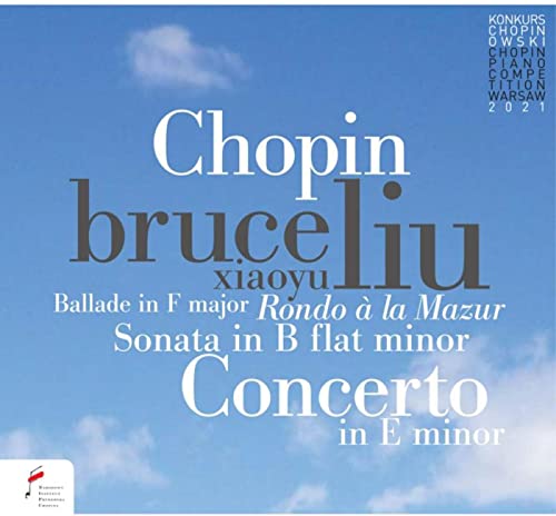 CD cover featuring Bruce Liu's name and Chopin program titles against a blue sky.