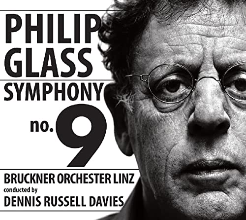 CD cover featuring a portrait of composer Philip Glass and text details.