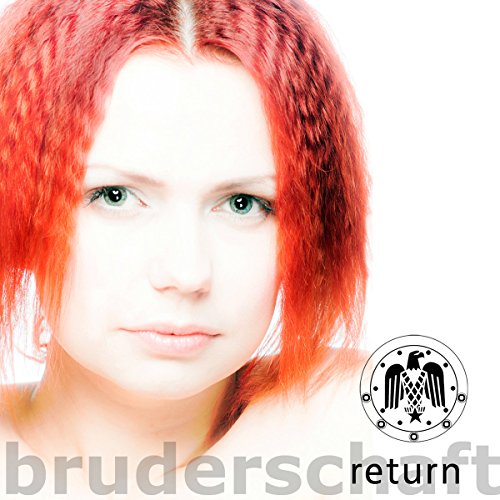 Close-up of a person with red hair and green eyes on a white background.