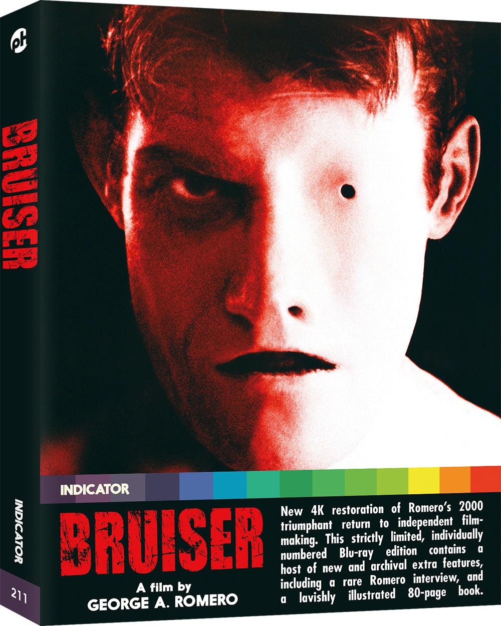 Bruiser Blu-ray cover featuring a distressed portrait of a man in red lighting.